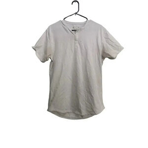 BYLT Drop-Cut Henley Short Sleeve Button-Up Stretch Shirt Size M